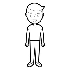 young little boy male character standing vector illustration