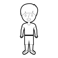 young little boy male character standing vector illustration