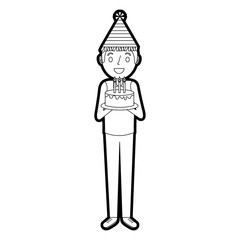 man holding birthday cake with candles vector illustration