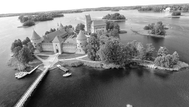 Aerial view of Trakai Castle, Lithuania