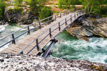 Three bridge over the river Rauma in Möre & Romsdal Norway