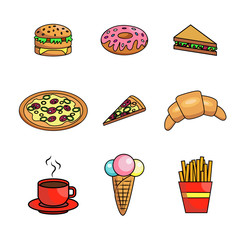 Fast food icons set.