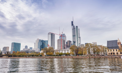 Fototapeta na wymiar Frankfurt, Germany. City skyline on a cloudy day