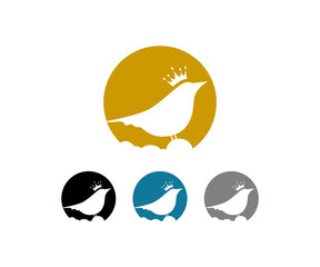 Circle Animal Cute Bird with Crown Abstract Flat Logo Symbol