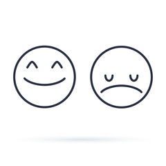 Smiling face with smiling eyes emoticon line icon, outline vector sign, linear style pictogram isolated on white