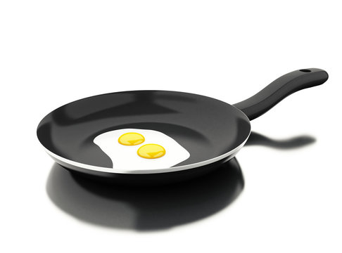 3d Frying pan with egg