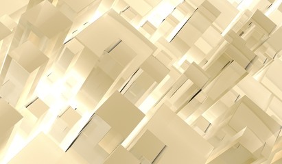 3D Rendering Of Abstract Different Size Glass Cubes