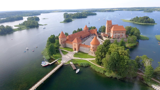 Aerial view of Trakai Castle, Lithuania