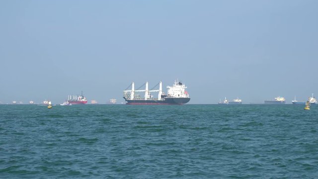 Cargo ship on sea.