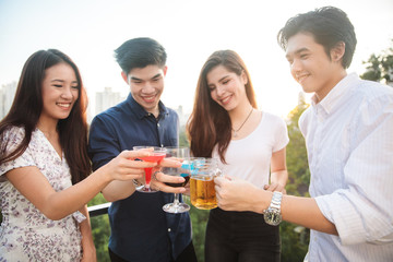 Young asian people party