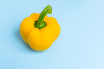 Yellow bell peppers or sweet pepper.or paprika on blue background