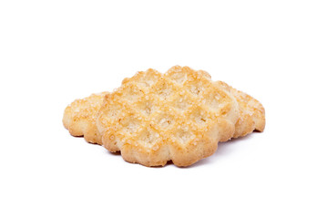 Tasty cookies biscuits isolated on white background