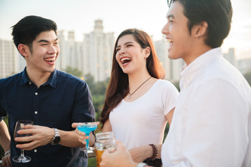 Young asian people party