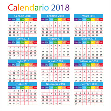 calendario italiano per il 2018 con i giorni festivi