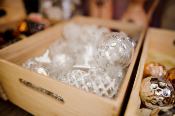 Glass Christmas tree balls in silver tones