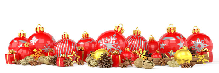 Weihnachten - Weihnachtskugeln, Christbaumkugeln, Anis, Sternanis, Zimt, Zimtstangen, Walnüsse, Geschenke © marog-pixcells