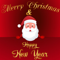Background Santa Claus happy Christmas and New Year. Christmas card with a Christmas Santa Claus