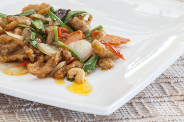 Stir-fried chicken with cashew nuts delicious Thai food