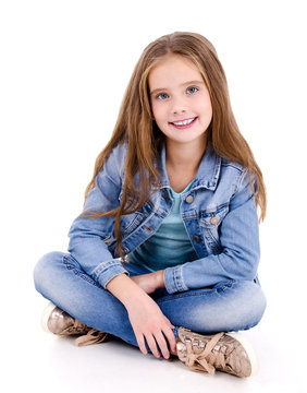 Portrait of adorable smiling happy little girl child isolated