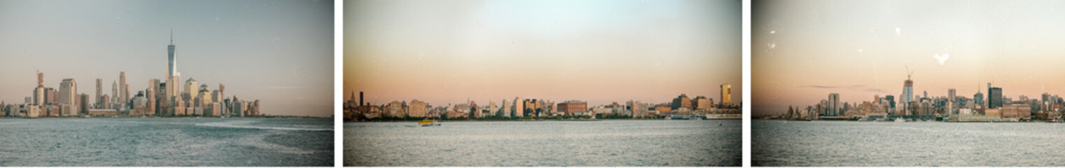 NEW YORK CITY - SEPTEMBER 2015: City sunset skyline from Jersey City. New York attacts 50 million...