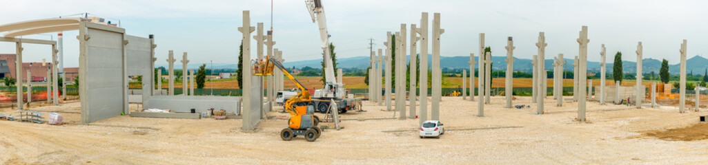 Panoramic view of building construction site