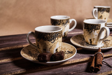 still life a cup of coffee and candy