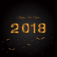 2018 Happy new year numbers with golden color background.