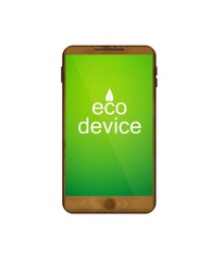 wooden smartphone on the white background, eco material concept, eco devive idea,