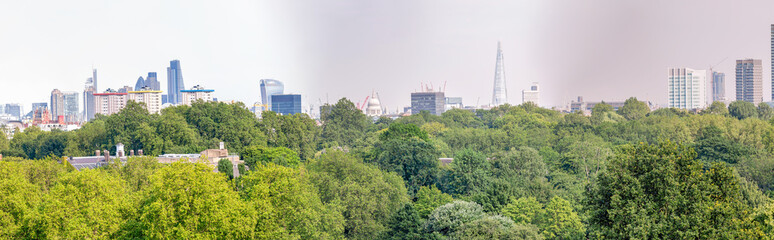 London skyline, beautiful panoramic view from city hill