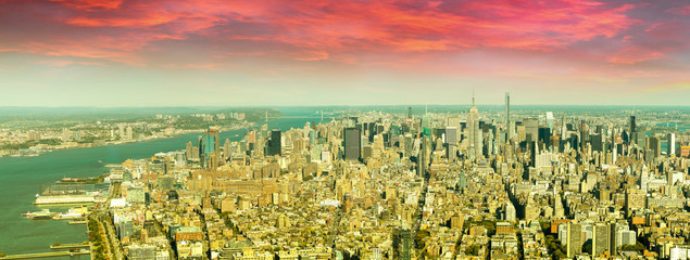 Aerial view of Manhattan buildings
