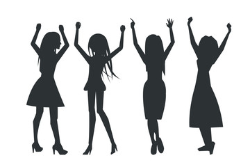 Smiling Dancing Women Icons Vector Illustration