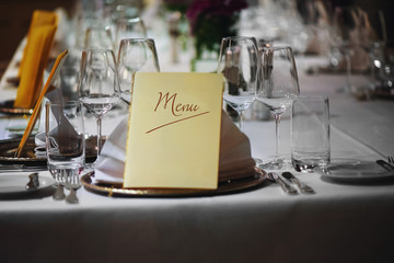 menu im restaurant