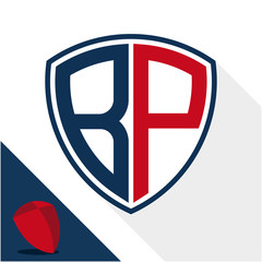 Obraz premium Icon logo / shield badge with a combination of B & P initials