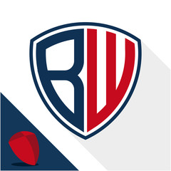 Icon logo / shield badge with a combination of B & W initials