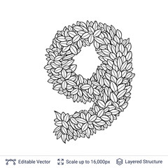 Number symbol of white leaves.