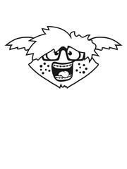 pickel gesicht kopf nerd geek schlau hornbrille intelligent lesen buch haarig groß gefährlich gnom frech klein monster horror halloween böse ork troll comic cartoon clipart