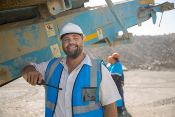 Portrait of quarry worker in quarry