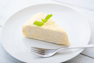 milles crepe on white plate
