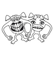 pärchen liebe verliebt paar 2 freunde händchen halten weiblich schleife frau lustig mund lippen girl mädchen gefährlich gnom frech klein monster horror halloween böse ork troll comic cartoon clipart