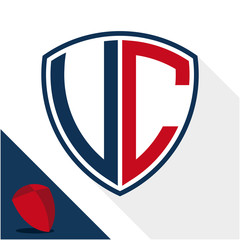 Fototapeta premium Icon logo / shield badge with combination of V & C initials