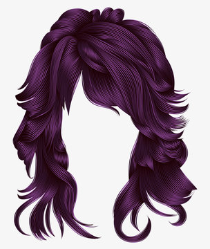 trendy woman long hairs purple colors .beauty fashion .  realistic 3d