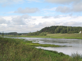 river upper Volga summer vacation warm summer Bank of the river