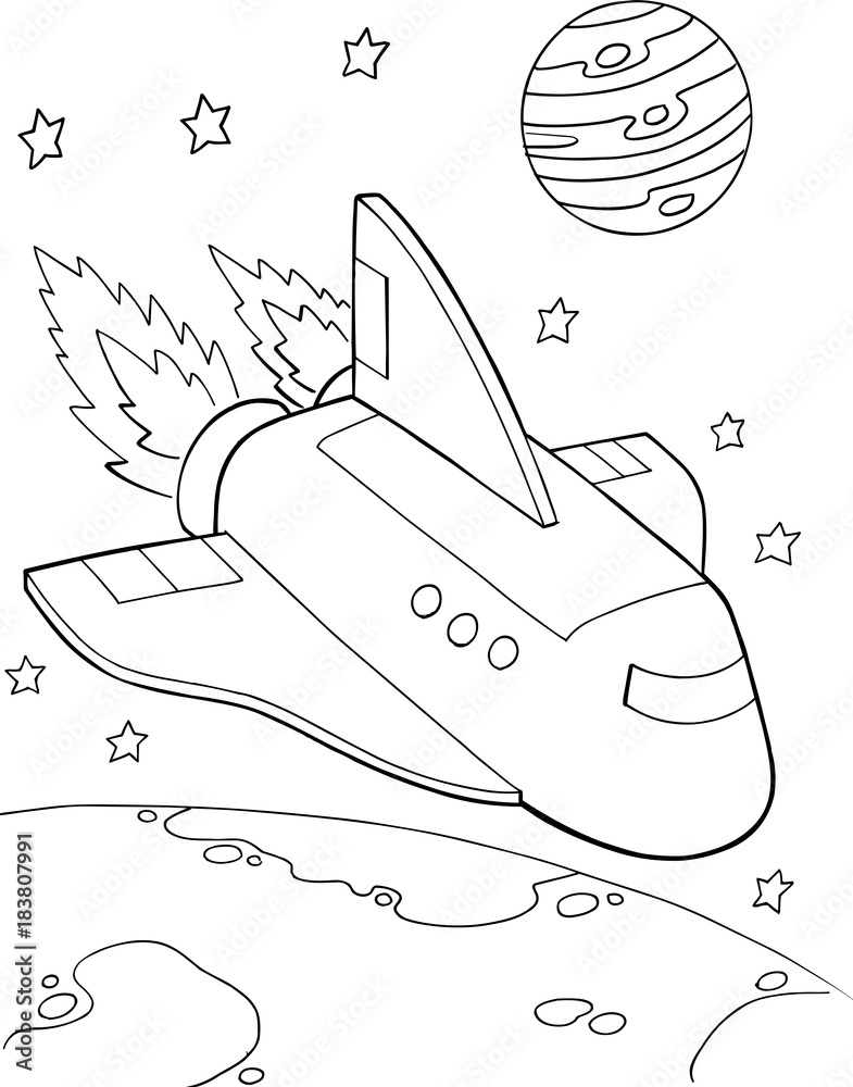 Sticker Spaceshuttle Rocket Vector Illustration Art