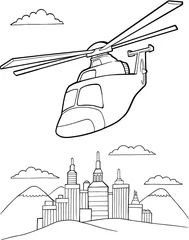 Wall murals Cartoon draw Helicopter Vector Illustration Art