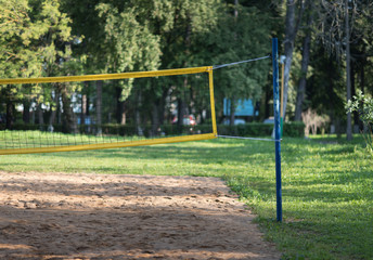 volleyball net on the sand court