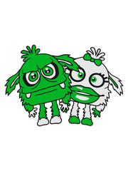 paar pärchen liebe verliebt 2 freunde mädchen frau weiblich hübsch schön girl haarig groß gefährlich gnom frech klein monster horror halloween böse ork troll comic cartoon clipart