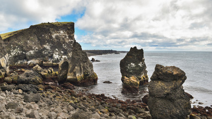 Dramatic sea cliffs, South Iceland