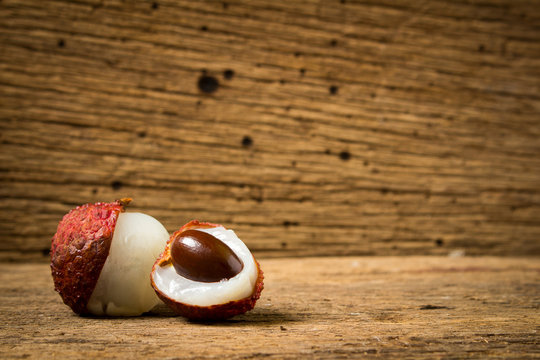 lychee fresh on old wood