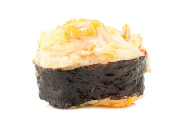 Japanese Cuisine Sushi. single. one. on white background.