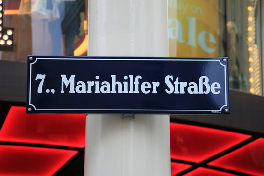 Street sign of Mariahilfer strase in Vienna , Austria